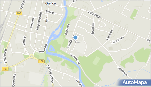 Gryfice, Rodziewiczówny, mapa Gryfice