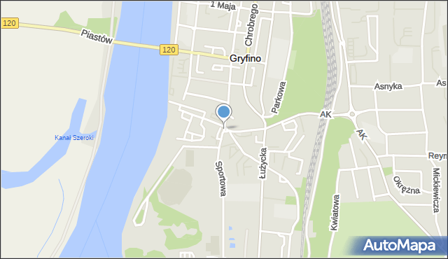 Gryfino, Rondo Powstańców Warszawskich, mapa Gryfino