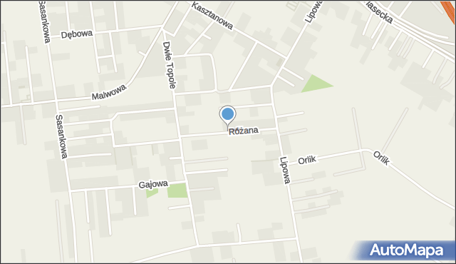 Kalinówka gmina Głusk, Różana, mapa Kalinówka gmina Głusk