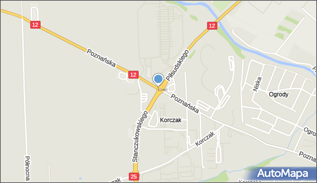 Kalisz, Rondo NSZZ Solidarność, mapa Kalisza
