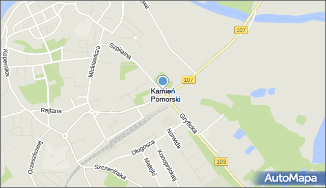 Kamień Pomorski, Rondo Wyszyńskiego Stefana, ks. kard., mapa Kamień Pomorski