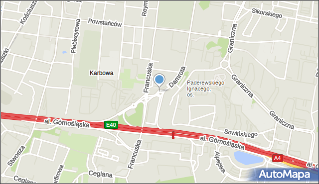 Katowice, Rondo Policji Województwa Śląskiego, mapa Katowic