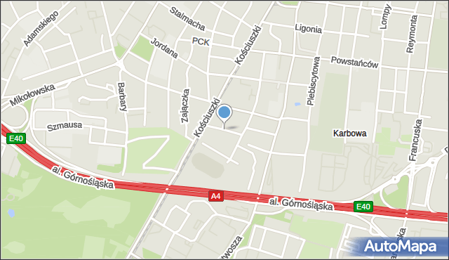 Katowice, Różana, mapa Katowic