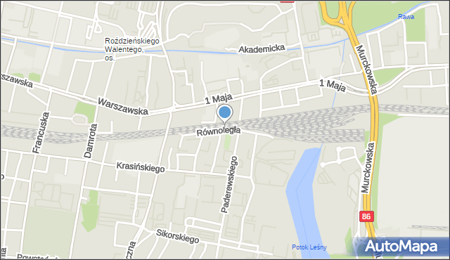 Katowice, Równoległa, mapa Katowic