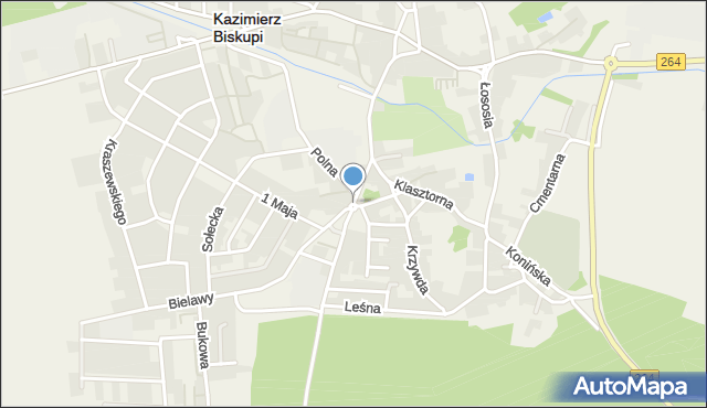 Kazimierz Biskupi, Rondo Rabija Andrzeja, ks., mapa Kazimierz Biskupi