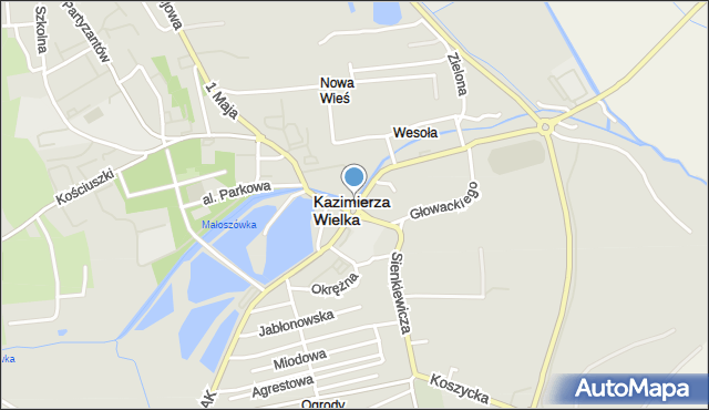 Kazimierza Wielka, Rondo Solidarności, mapa Kazimierza Wielka