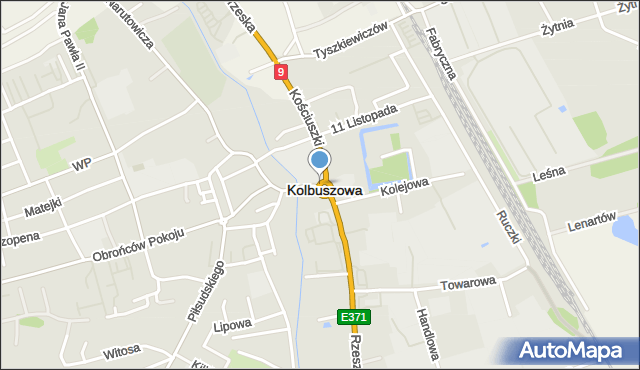 Kolbuszowa, Rondo Lubomirskiego Józefa Karola, mapa Kolbuszowa