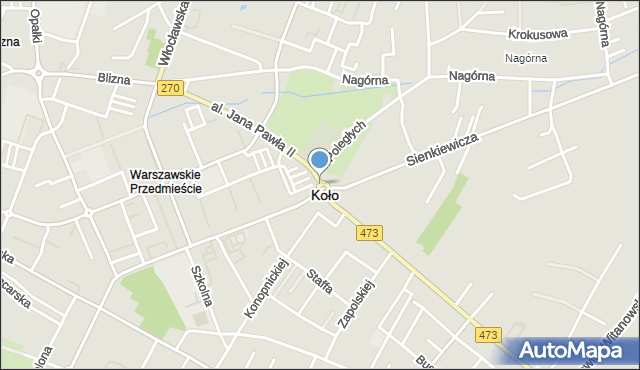 Koło, Rondo Sienkiewicza Henryka, mapa Koło