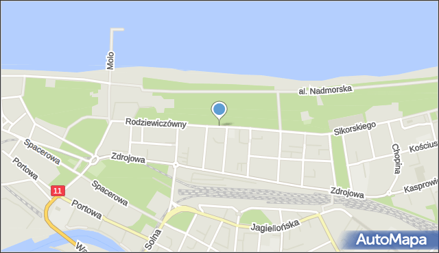 Kołobrzeg, Rodziewiczówny Marii, mapa Kołobrzegu