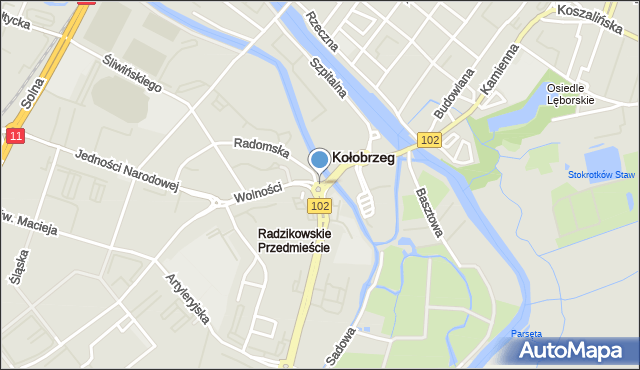 Kołobrzeg, Rondo Pileckiego Witolda, rtm., mapa Kołobrzegu