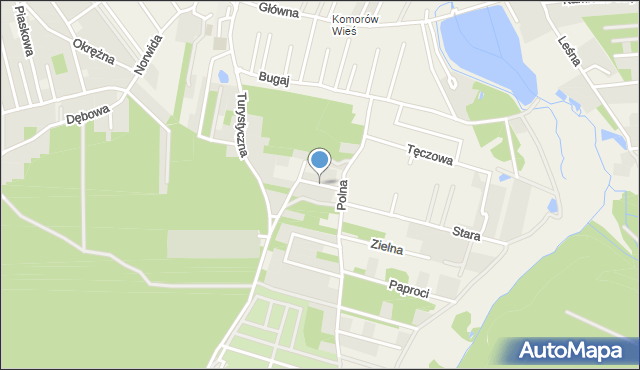 Komorów gmina Michałowice, Różana, mapa Komorów gmina Michałowice