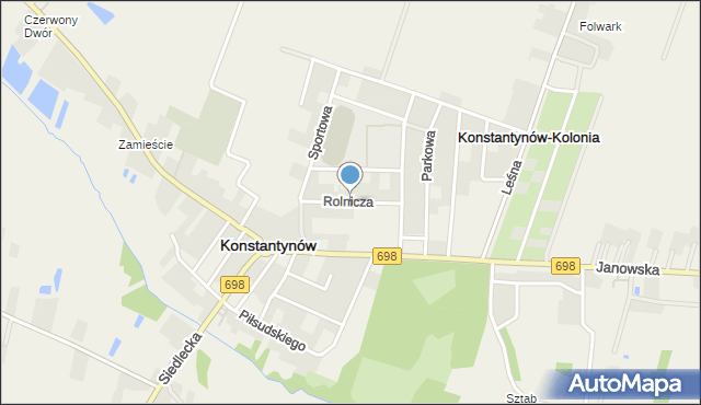 Konstantynów powiat bialski, Rolnicza, mapa Konstantynów powiat bialski