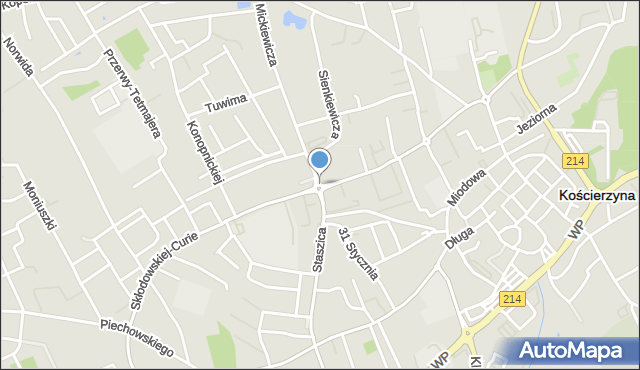 Kościerzyna, Rondo NSZZ Solidarność, mapa Kościerzyna