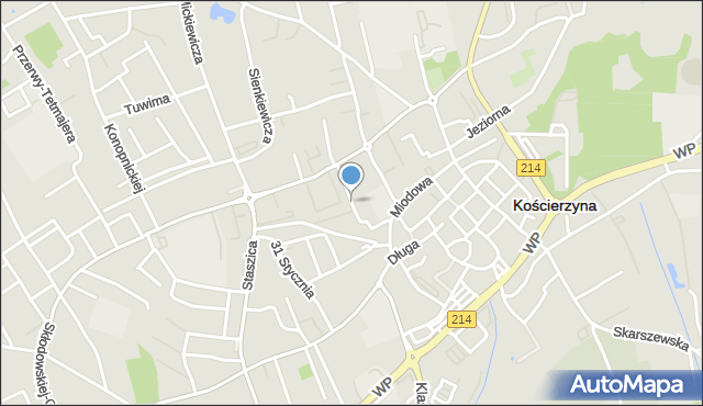 Kościerzyna, Różana, mapa Kościerzyna