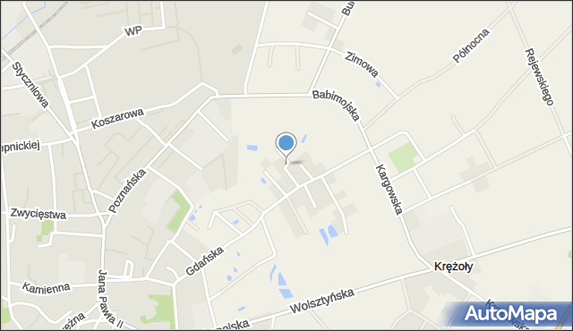 Krężoły gmina Sulechów, Rolnicza, mapa Krężoły gmina Sulechów