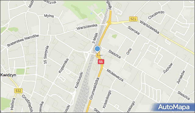 Kwidzyn, Rondo Pod Zegarem, mapa Kwidzyn