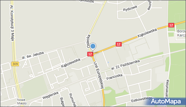 Leszno, Rondo Grzybowo, mapa Leszno