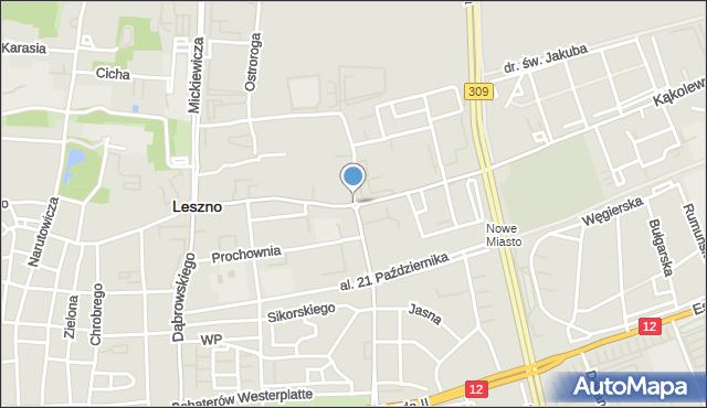 Leszno, Rondo Siedzikówny Danuty, mapa Leszno