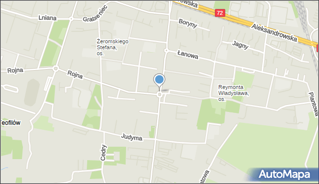 Łódź, Rondo Pileckiego Witolda, rtm., mapa Łodzi