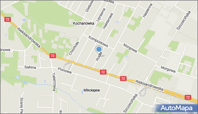 Łódź, Rodła, mapa Łodzi