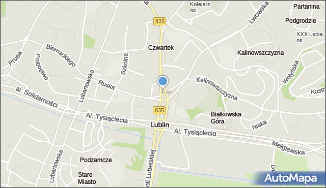 Lublin, Rondo Mohyły Piotra, metropolity, mapa Lublina