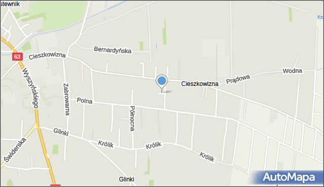 Łuków, Różana, mapa Łuków