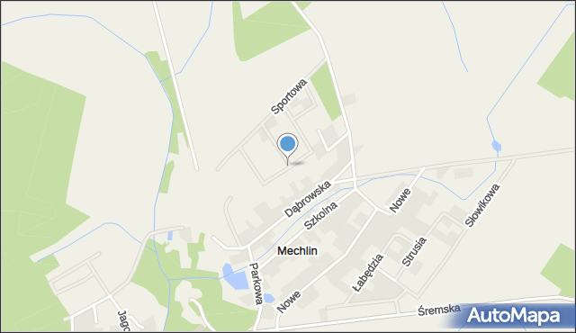 Mechlin gmina Śrem, Różana, mapa Mechlin gmina Śrem