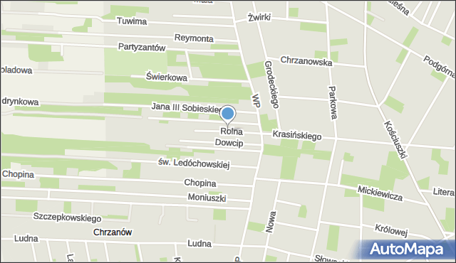 Milanówek, Rolna, mapa Milanówek