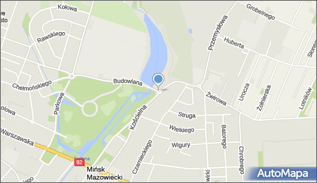 Mińsk Mazowiecki, Rondo Dziąga Józefa, ks., mapa Mińsk Mazowiecki