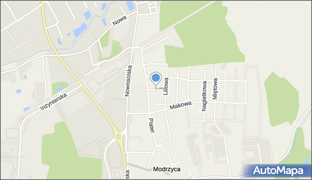 Modrzyca, Różana, mapa Modrzyca