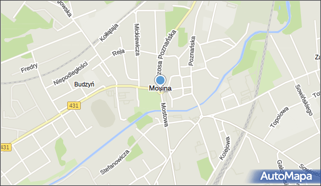 Mosina powiat poznański, Rondo Budzyń, mapa Mosina powiat poznański