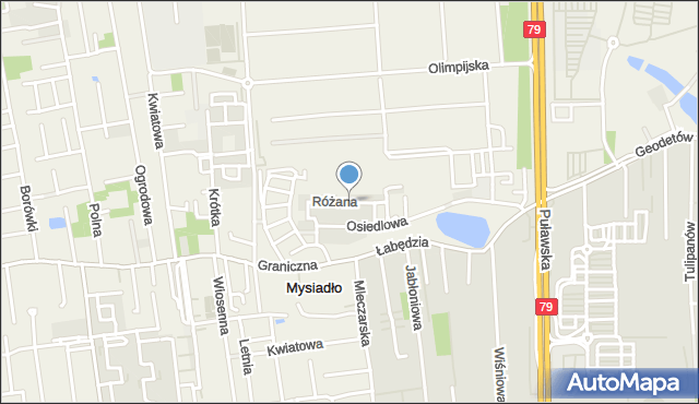 Mysiadło, Różana, mapa Mysiadło