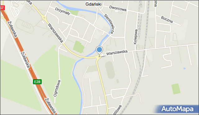 Nowy Dwór Gdański, Rondo Kłonieckiego Romana, ks. prał., mapa Nowy Dwór Gdański