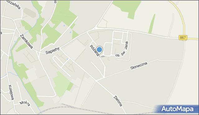 Oleszyce, Różana, mapa Oleszyce