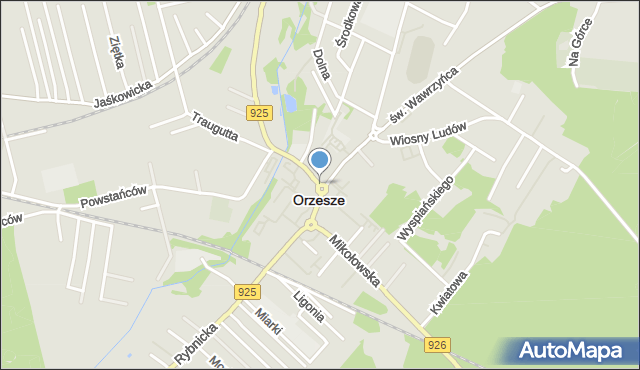 Orzesze powiat mikołowski, Rondo Powstańców Śląskich, mapa Orzesze powiat mikołowski