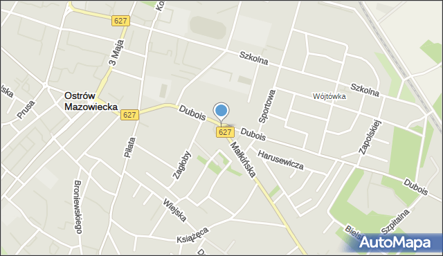 Ostrów Mazowiecka, Rondo Obrębskiego Józefa, ks., mapa Ostrów Mazowiecka