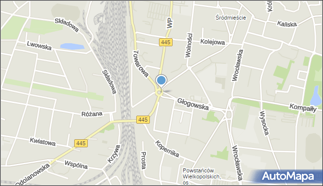 Ostrów Wielkopolski, Rondo Sybiraków, mapa Ostrów Wielkopolski
