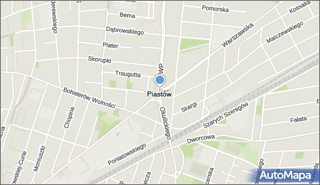 Piastów powiat pruszkowski, Rondo Kaczorowskiego Ryszarda, Prezydenta RP na Uchodźstwie, mapa Piastów powiat pruszkowski
