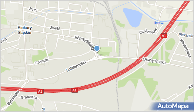 Piekary Śląskie, Rondo Kopalni Andaluzja, mapa Piekary Śląskie