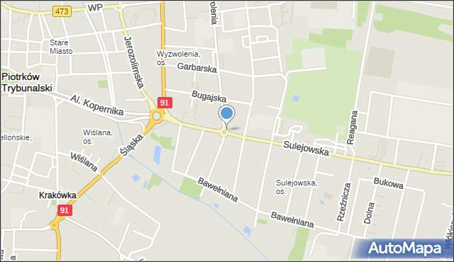 Piotrków Trybunalski, Rondo Pileckiego Witolda, rtm., mapa Piotrków Trybunalski