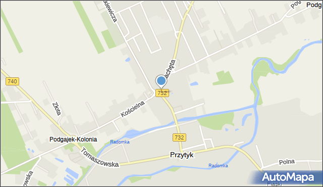 Przytyk, Rondo Lipińskiego Jana, ks., mapa Przytyk
