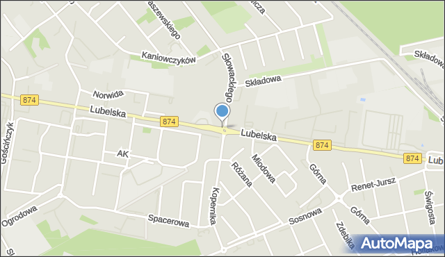 Puławy, Rondo Wyszyńskiego Stefana, ks. prym. kard., mapa Puław