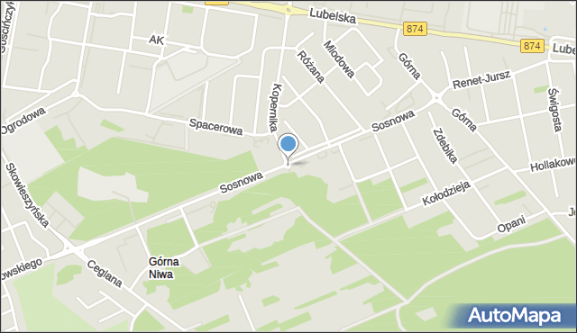 Puławy, Rondo Żołnierzy Wyklętych, mapa Puław