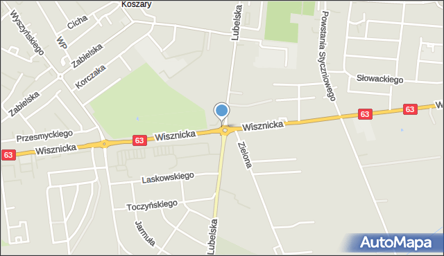Radzyń Podlaski, Rondo Żołnierzy WiN, mapa Radzyń Podlaski