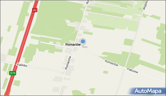 Romanów gmina Rzgów, Romanów, mapa Romanów gmina Rzgów