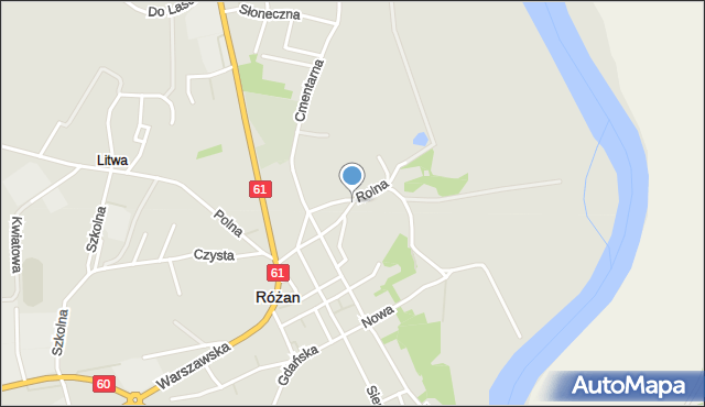 Różan, Rolna, mapa Różan