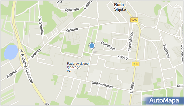 Ruda Śląska, Różyckiego Ludomira, mapa Rudy Śląskiej