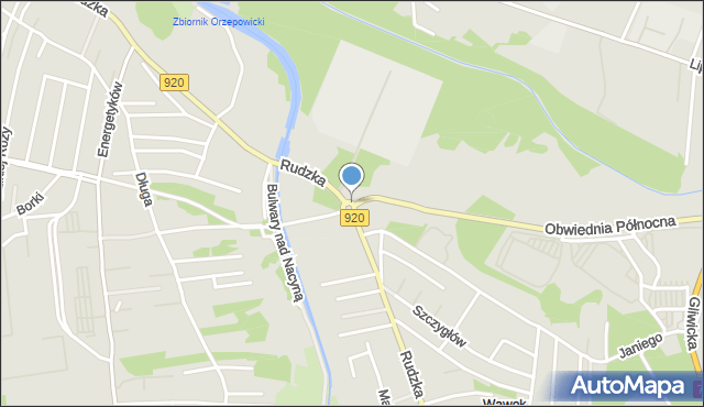 Rybnik, Rondo Wawok, mapa Rybnika