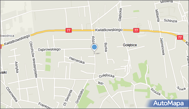 Sandomierz, Różana, mapa Sandomierza