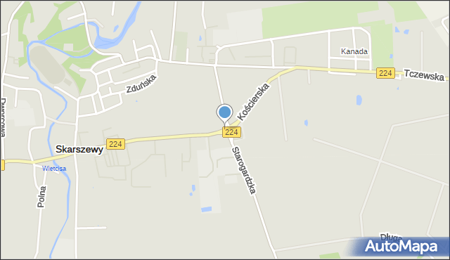 Skarszewy powiat starogardzki, Rondo Wesołowskiego Romana, ks. prał., mapa Skarszewy powiat starogardzki